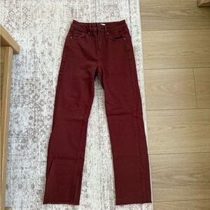 Bohme - Amara Straight Leg Jeans in Burgundy